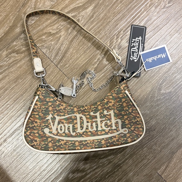 Von Dutch Handbags - Von Dutch Mini Shoulder Bag in Camouflage Brown & Green
